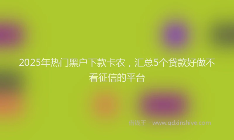 2025年热门黑户下款卡农，汇总5个贷款好做不看征信的平台
