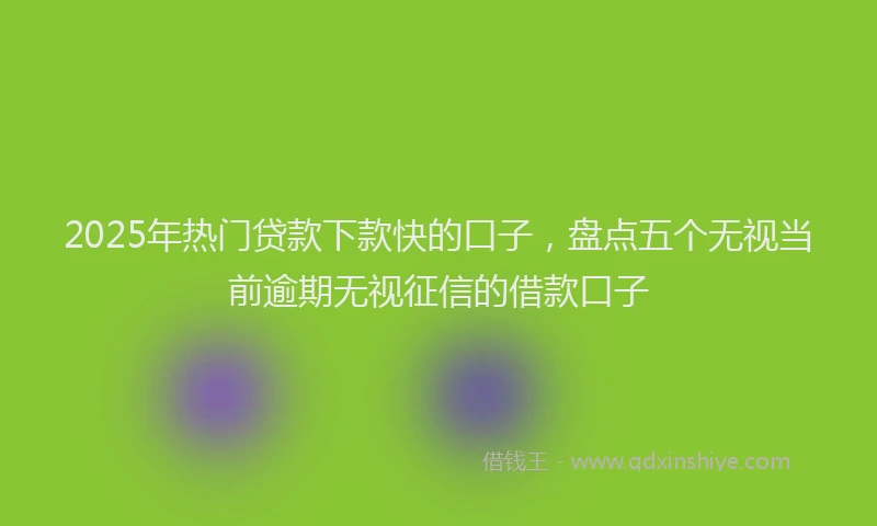 2025年热门贷款下款快的口子，盘点五个无视当前逾期无视征信的借款口子