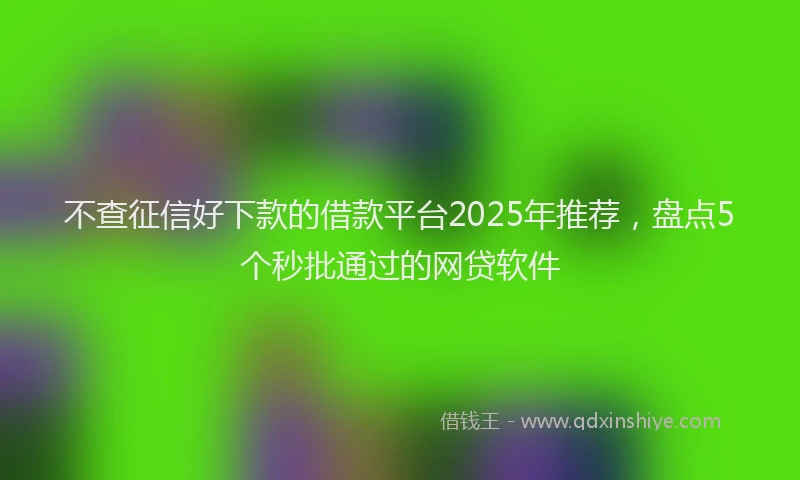 不查征信好下款的借款平台2025年推荐，盘点5个秒批通过的网贷软件