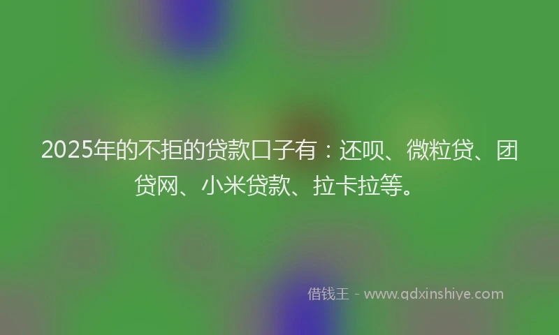 2025年的不拒的贷款口子有：还呗、微粒贷、团贷网、小米贷款、拉卡拉等。