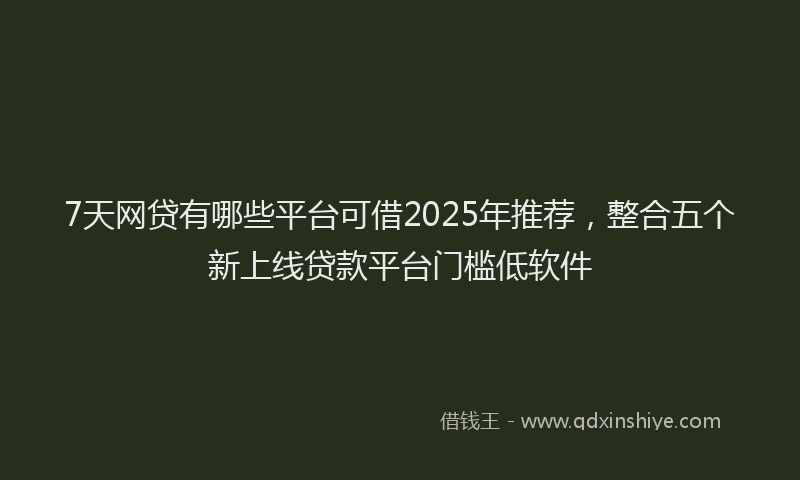 7天网贷有哪些平台可借2025年推荐，整合五个新上线贷款平台门槛低软件