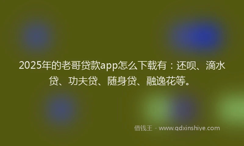 2025年的老哥贷款app怎么下载有：还呗、滴水贷、功夫贷、随身贷、融逸花等。