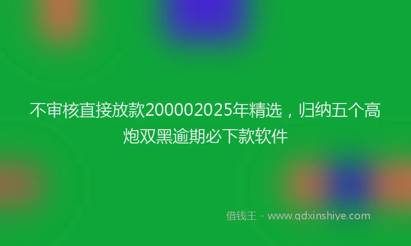 不审核直接放款200002025年精选，归纳五个高炮双黑逾期必下款软件