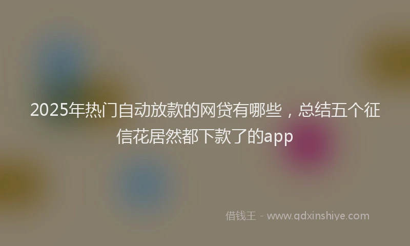 2025年热门自动放款的网贷有哪些，总结五个征信花居然都下款了的app