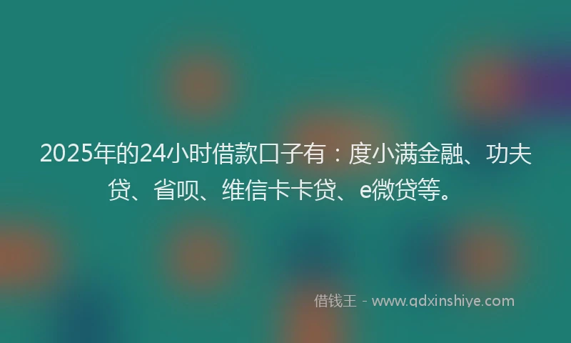 2025年的24小时借款口子有：度小满金融、功夫贷、省呗、维信卡卡贷、e微贷等。