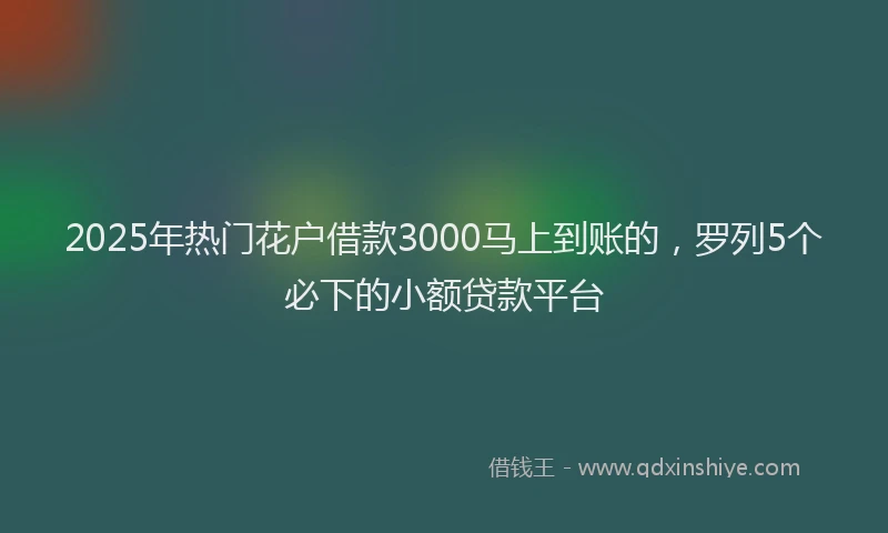 2025年热门花户借款3000马上到账的，罗列5个必下的小额贷款平台