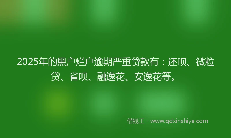 2025年的黑户烂户逾期严重贷款有：还呗、微粒贷、省呗、融逸花、安逸花等。