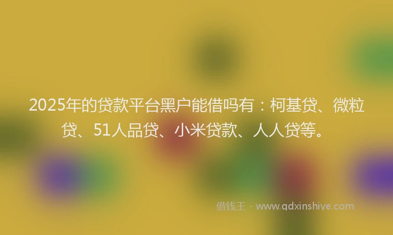 2025年的贷款平台黑户能借吗有：柯基贷、微粒贷、51人品贷、小米贷款、人人贷等。