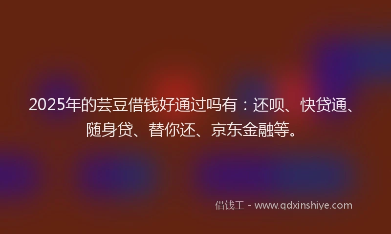 2025年的芸豆借钱好通过吗有：还呗、快贷通、随身贷、替你还、京东金融等。