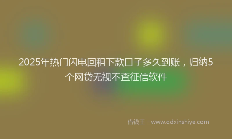 2025年热门闪电回租下款口子多久到账，归纳5个网贷无视不查征信软件