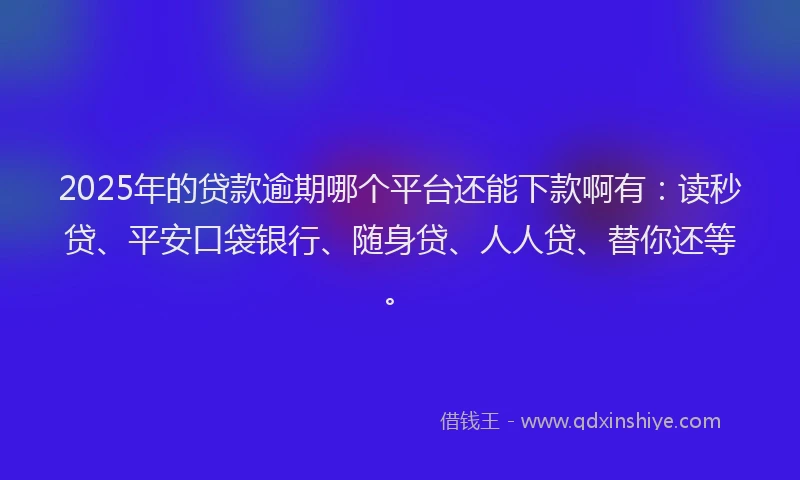 2025年的贷款逾期哪个平台还能下款啊有：读秒贷、平安口袋银行、随身贷、人人贷、替你还等。