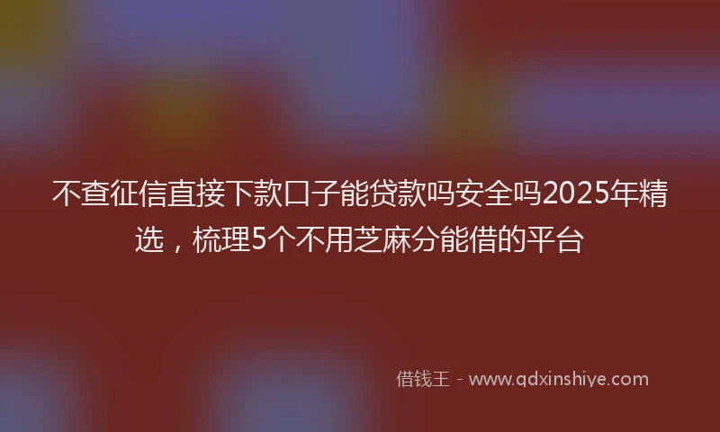 不查征信直接下款口子能贷款吗安全吗2025年精选，梳理5个不用芝麻分能借的平台