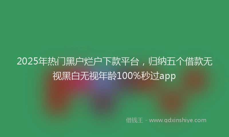 2025年热门黑户烂户下款平台，归纳五个借款无视黑白无视年龄100%秒过app