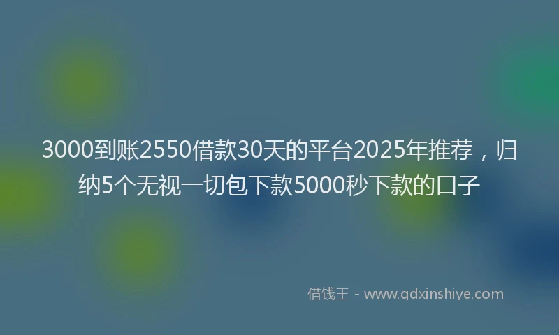 3000到账2550借款30天的平台2025年推荐，归纳5个无视一切包下款5000秒下款的口子