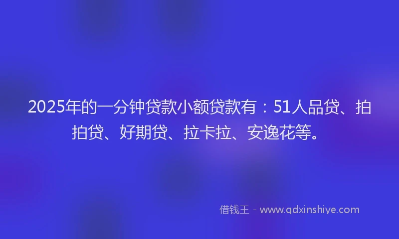 2025年的一分钟贷款小额贷款有：51人品贷、拍拍贷、好期贷、拉卡拉、安逸花等。