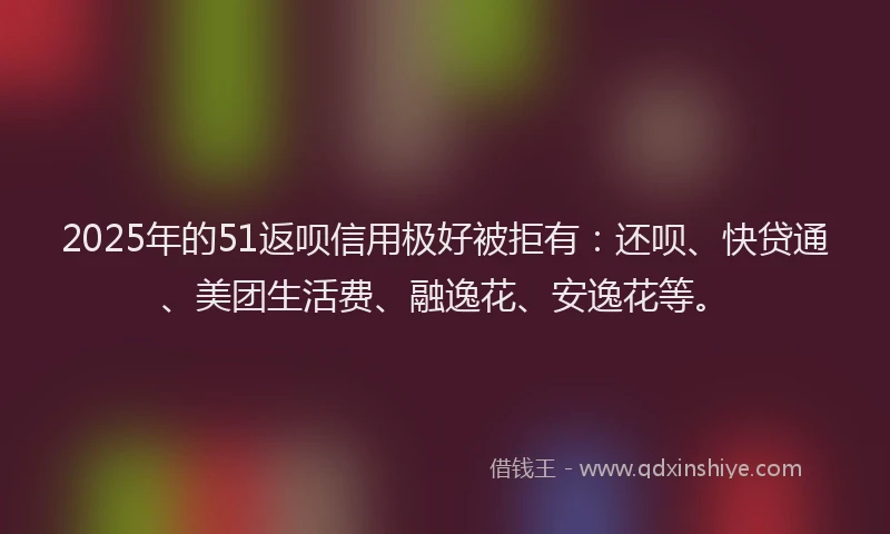 2025年的51返呗信用极好被拒有：还呗、快贷通、美团生活费、融逸花、安逸花等。
