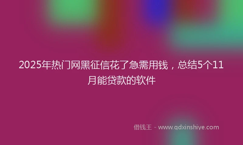 2025年热门网黑征信花了急需用钱，总结5个11月能贷款的软件
