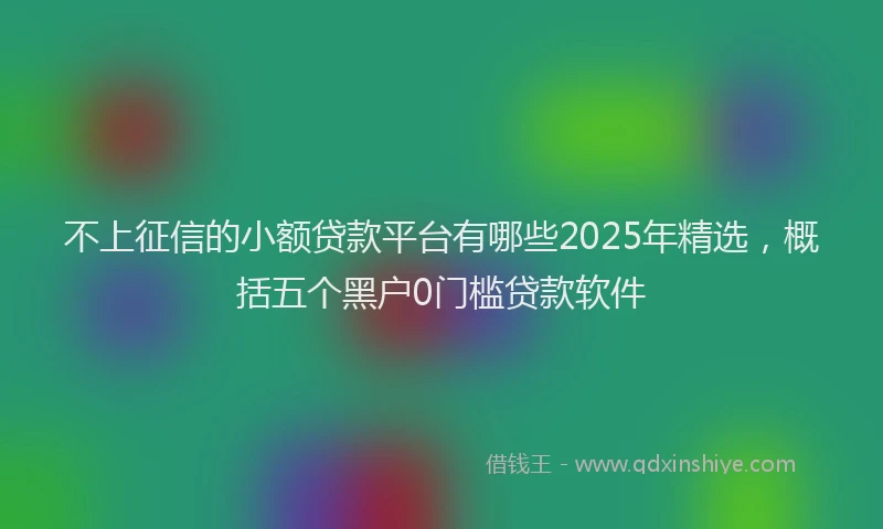 不上征信的小额贷款平台有哪些2025年精选，概括五个黑户0门槛贷款软件