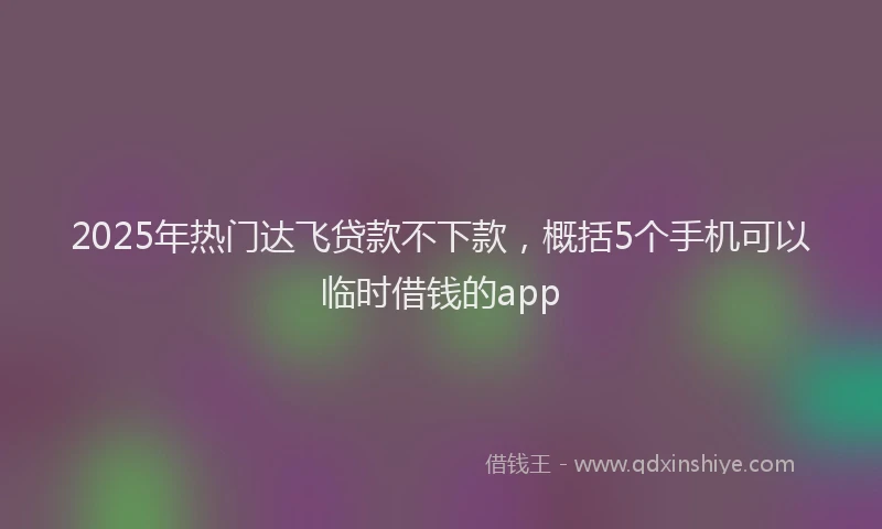 2025年热门达飞贷款不下款，概括5个手机可以临时借钱的app