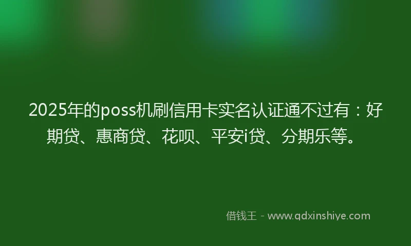 2025年的poss机刷信用卡实名认证通不过有：好期贷、惠商贷、花呗、平安i贷、分期乐等。