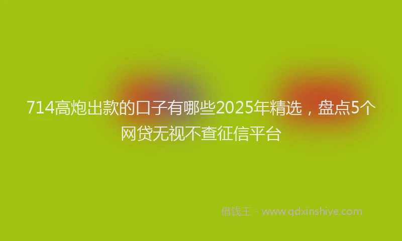 714高炮出款的口子有哪些2025年精选，盘点5个网贷无视不查征信平台