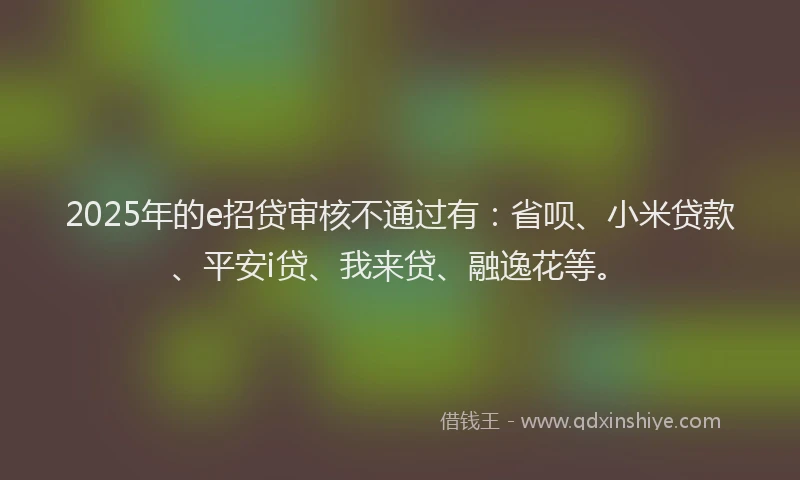 2025年的e招贷审核不通过有：省呗、小米贷款、平安i贷、我来贷、融逸花等。