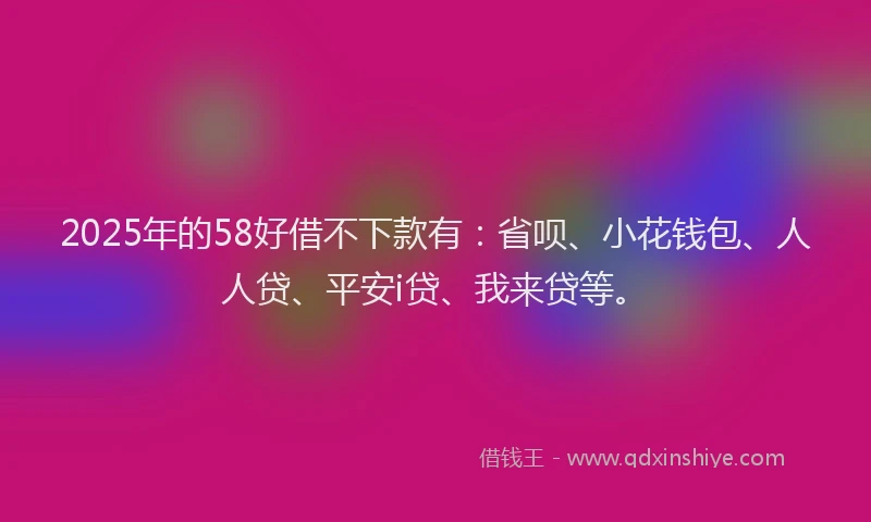 2025年的58好借不下款有：省呗、小花钱包、人人贷、平安i贷、我来贷等。