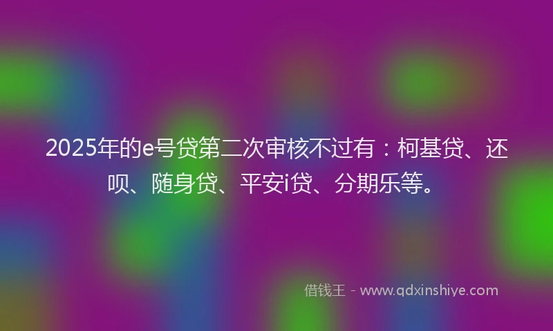 2025年的e号贷第二次审核不过有：柯基贷、还呗、随身贷、平安i贷、分期乐等。