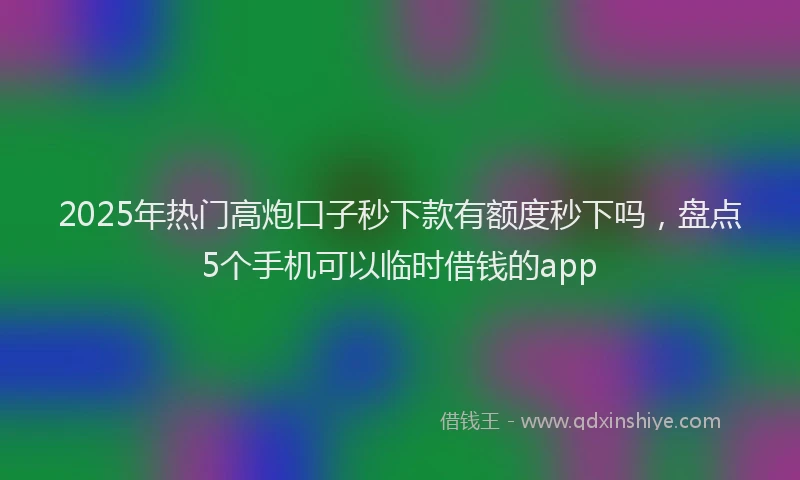 2025年热门高炮口子秒下款有额度秒下吗，盘点5个手机可以临时借钱的app