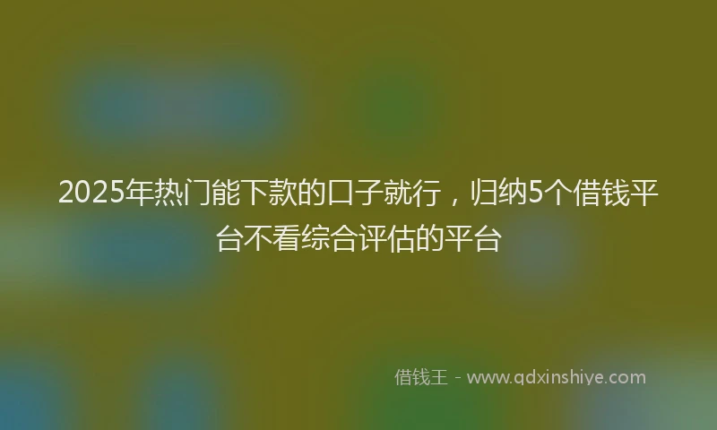 2025年热门能下款的口子就行，归纳5个借钱平台不看综合评估的平台