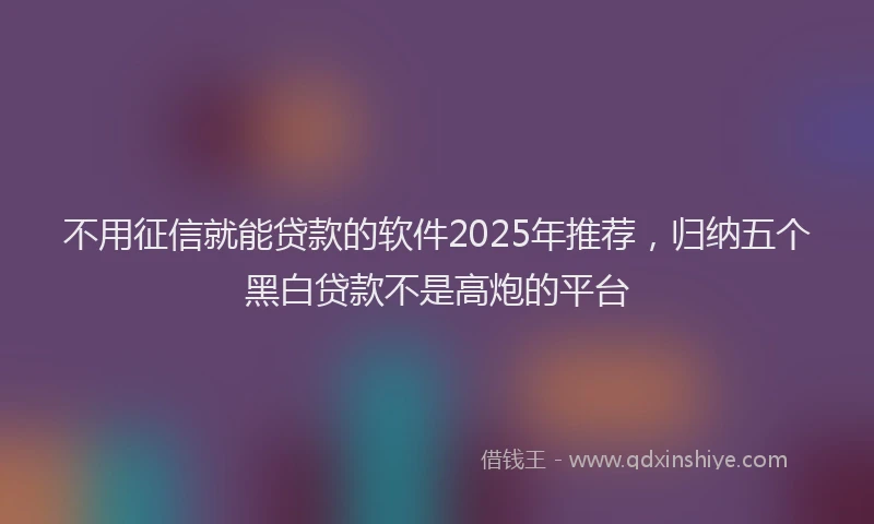 不用征信就能贷款的软件2025年推荐，归纳五个黑白贷款不是高炮的平台