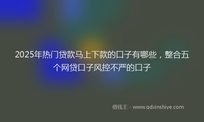 2025年热门贷款马上下款的口子有哪些，整合五个网贷口子风控不严的口子