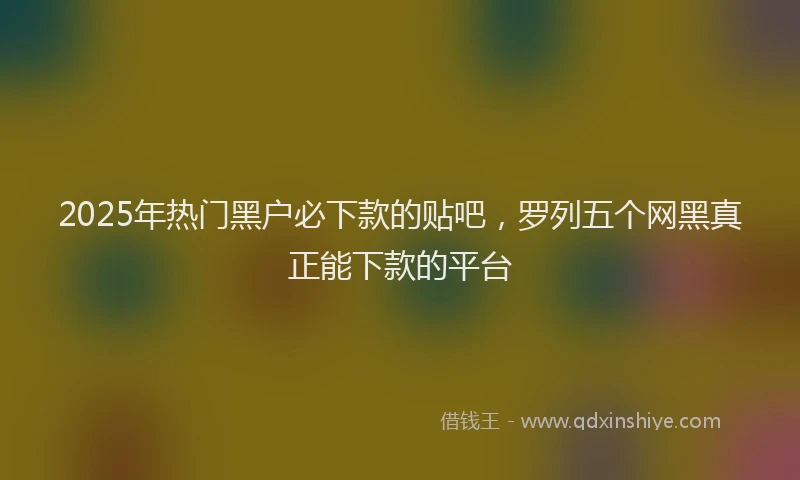 2025年热门黑户必下款的贴吧，罗列五个网黑真正能下款的平台