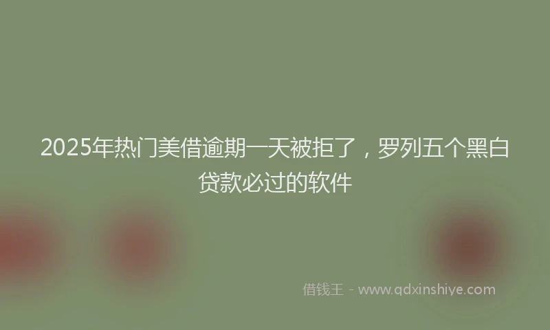 2025年热门美借逾期一天被拒了，罗列五个黑白贷款必过的软件