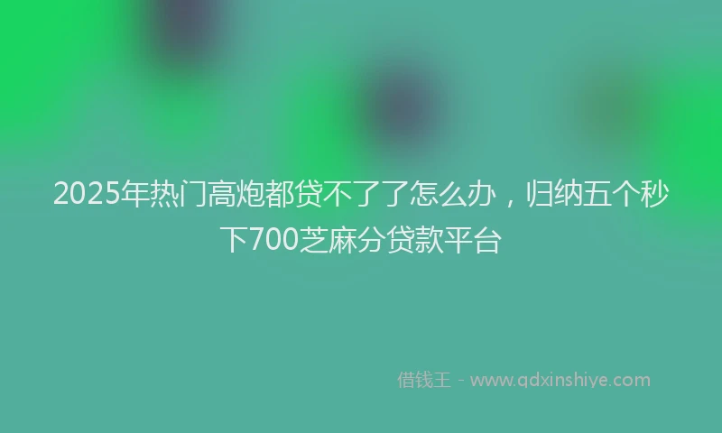 2025年热门高炮都贷不了了怎么办，归纳五个秒下700芝麻分贷款平台
