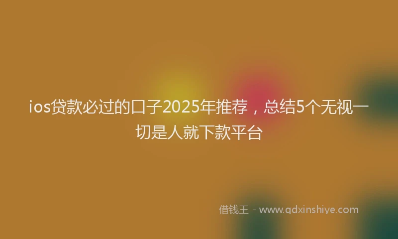 ios贷款必过的口子2025年推荐，总结5个无视一切是人就下款平台