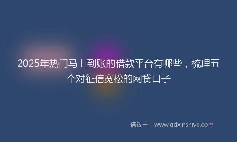 2025年热门马上到账的借款平台有哪些，梳理五个对征信宽松的网贷口子
