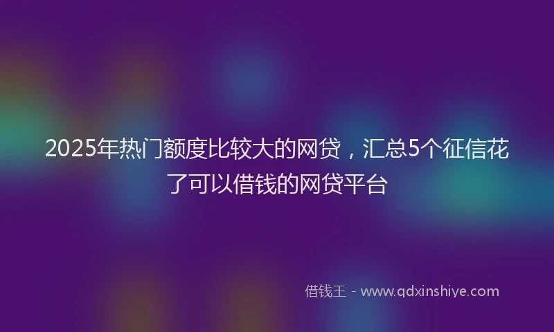 2025年热门额度比较大的网贷，汇总5个征信花了可以借钱的网贷平台