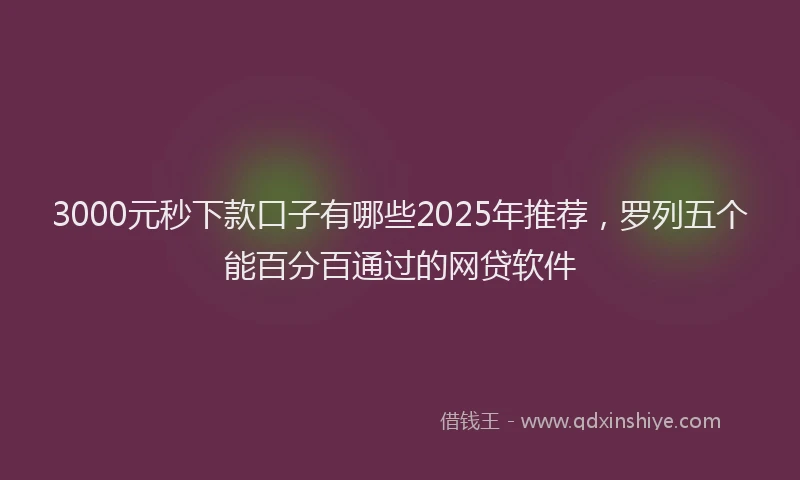 3000元秒下款口子有哪些2025年推荐，罗列五个能百分百通过的网贷软件