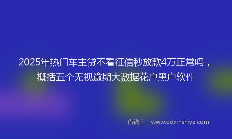 2025年热门车主贷不看征信秒放款4万正常吗，概括五个无视逾期大数据花户黑户软件