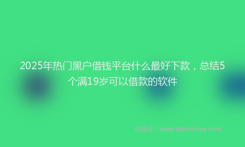 2025年热门黑户借钱平台什么最好下款，总结5个满19岁可以借款的软件