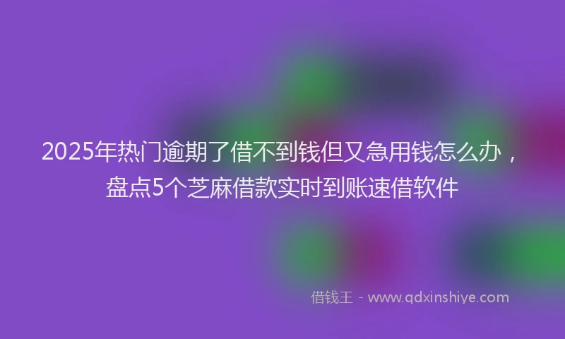 2025年热门逾期了借不到钱但又急用钱怎么办，盘点5个芝麻借款实时到账速借软件