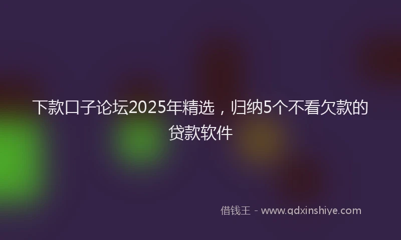 下款口子论坛2025年精选，归纳5个不看欠款的贷款软件