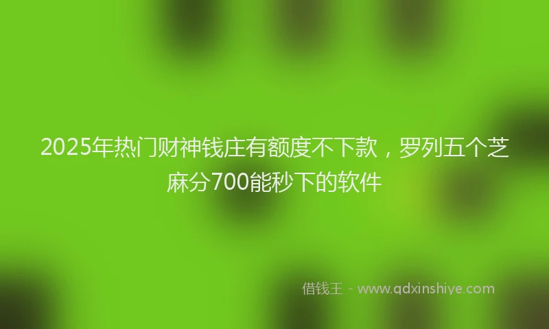 2025年热门财神钱庄有额度不下款，罗列五个芝麻分700能秒下的软件