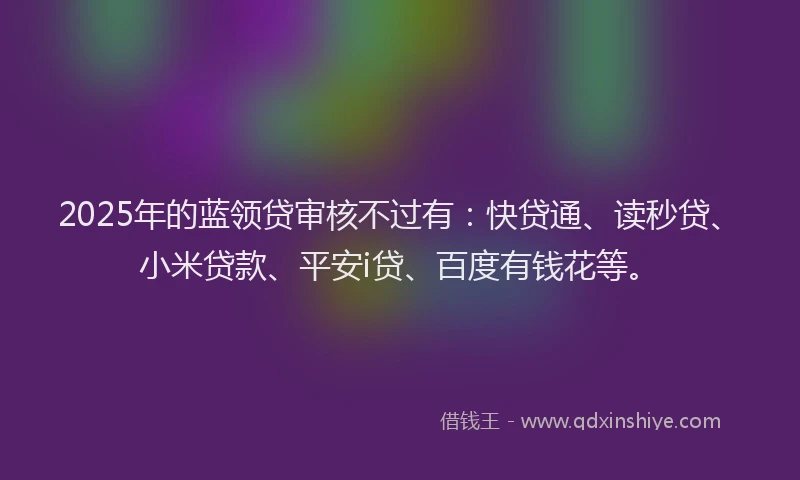 2025年的蓝领贷审核不过有：快贷通、读秒贷、小米贷款、平安i贷、百度有钱花等。