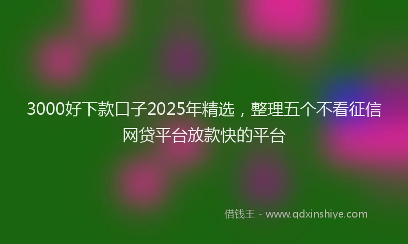 3000好下款口子2025年精选，整理五个不看征信网贷平台放款快的平台