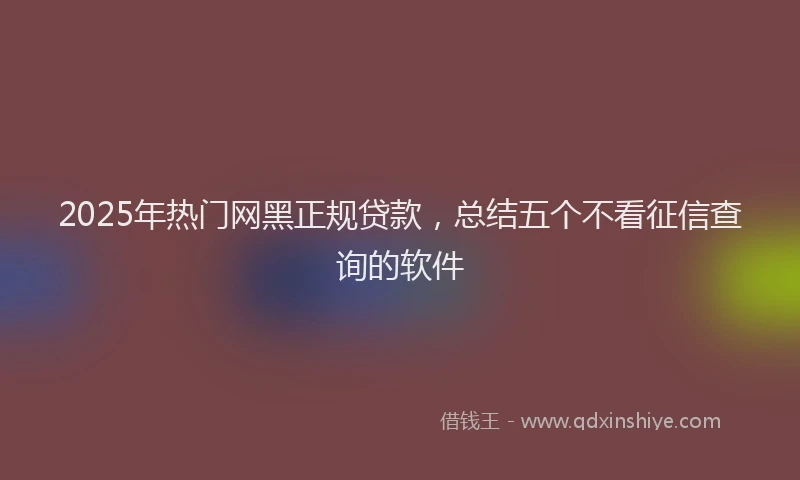 2025年热门网黑正规贷款，总结五个不看征信查询的软件