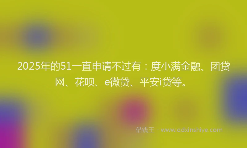 2025年的51一直申请不过有：度小满金融、团贷网、花呗、e微贷、平安i贷等。