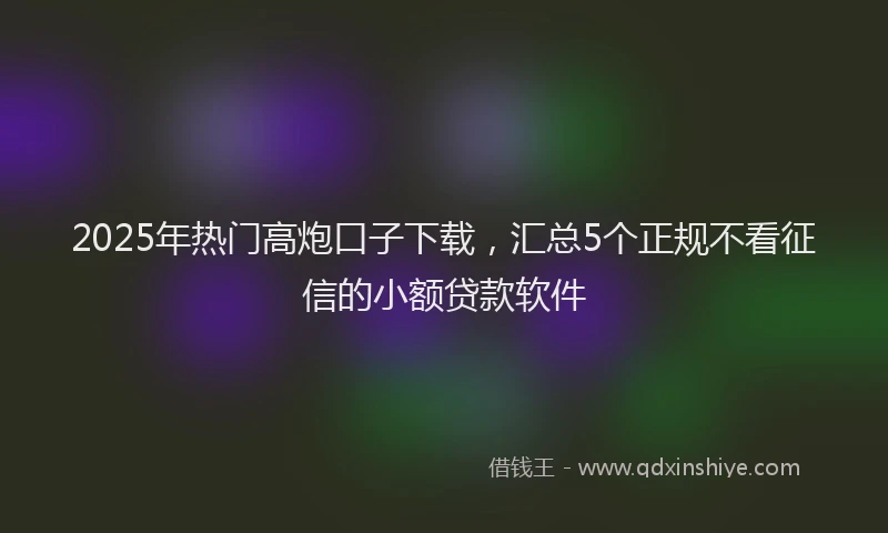 2025年热门高炮口子下载，汇总5个正规不看征信的小额贷款软件