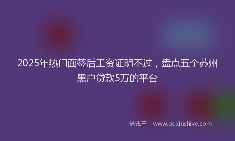 2025年热门面签后工资证明不过，盘点五个苏州黑户贷款5万的平台